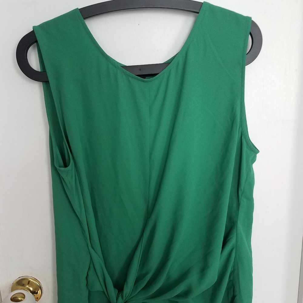 Banana Republic green top blouse tie on waist Size